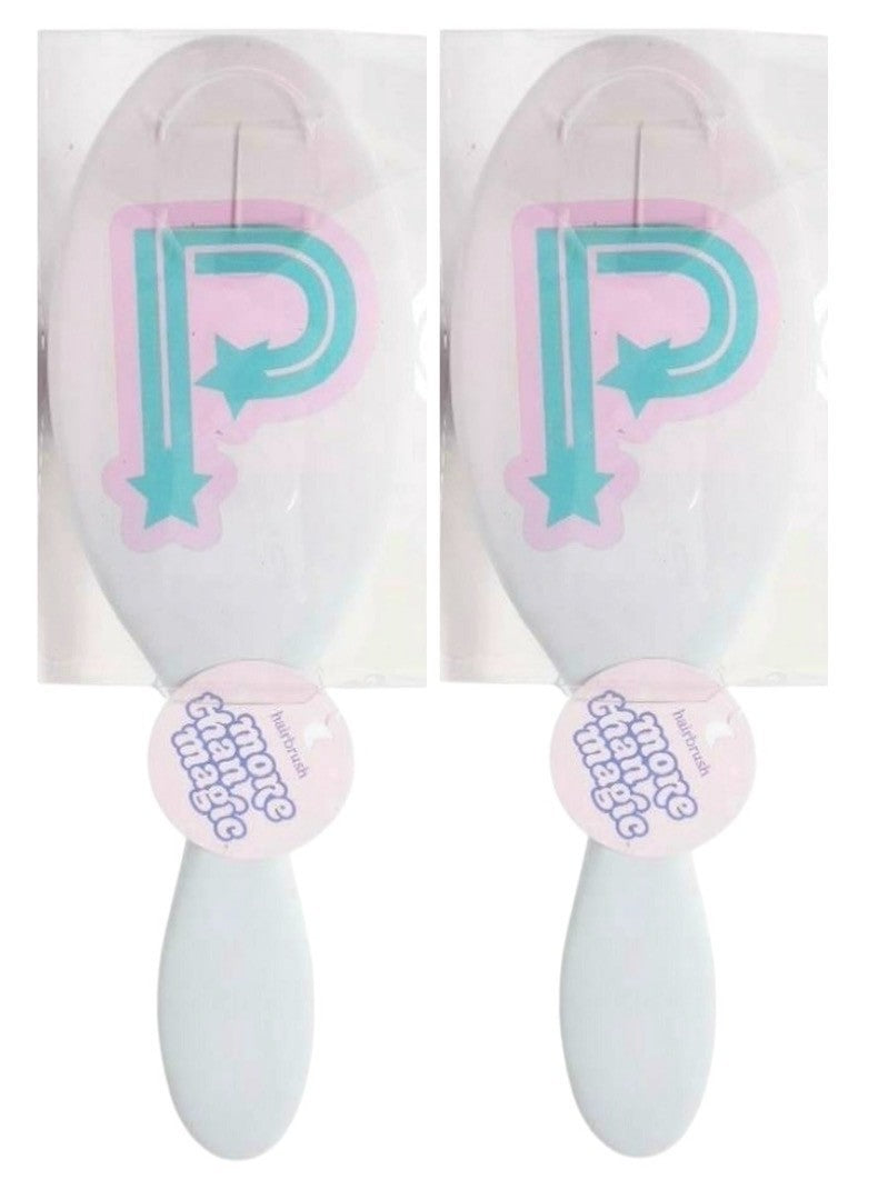 Kids Monogram Hair Brush Set - Initial P, 2 Pack for Children