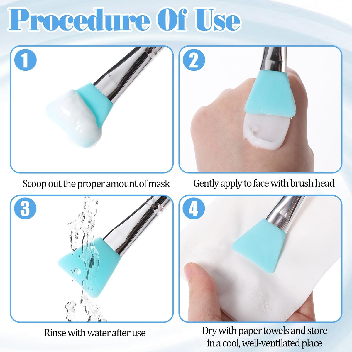 Silicone Brush Applicator Kit - Eco-Friendly Green Makeup & Craft Tools - 7 Pieces
