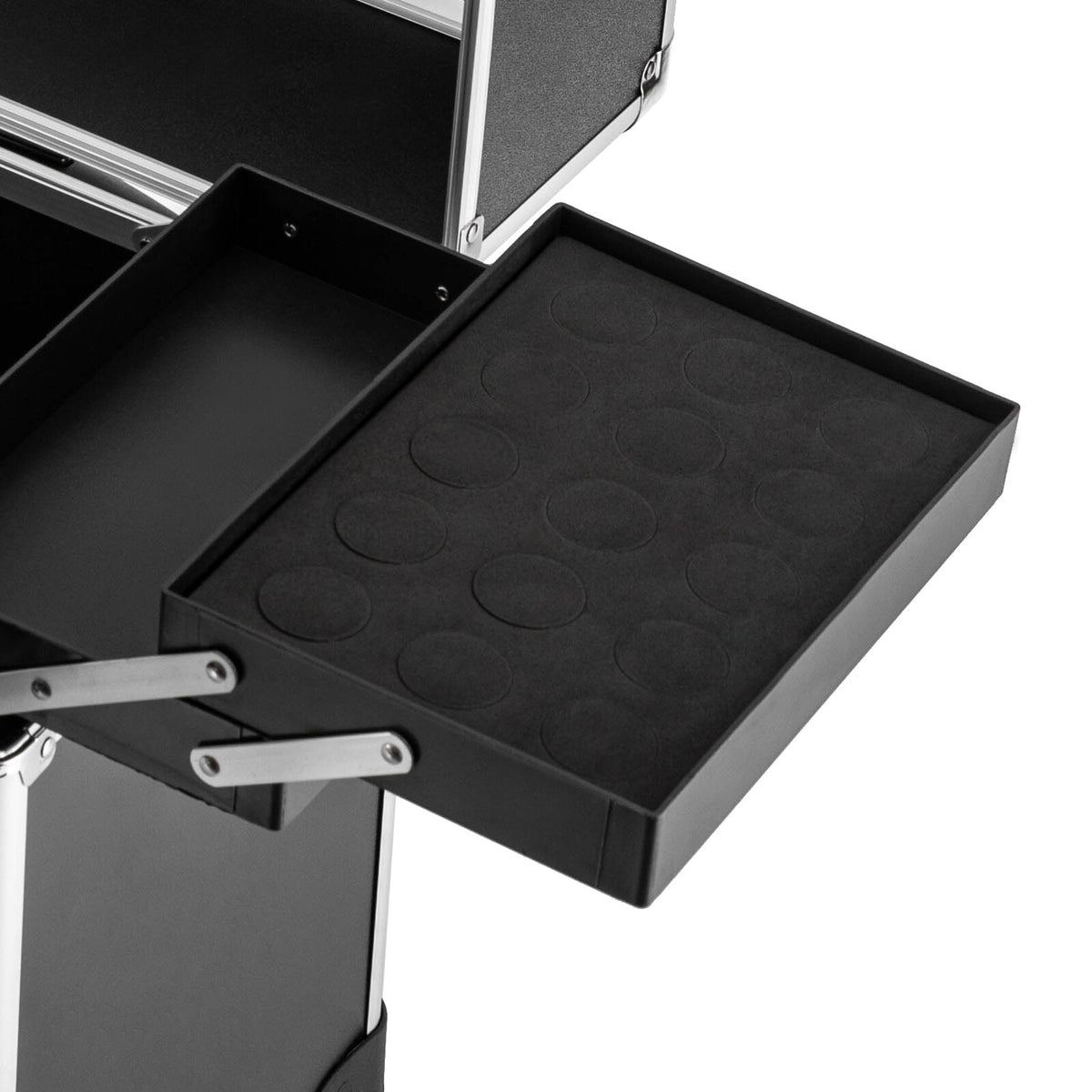 Travel Makeup Case Rolling Cosmetic Organizer with 4 Trays - Aluminum Alloy