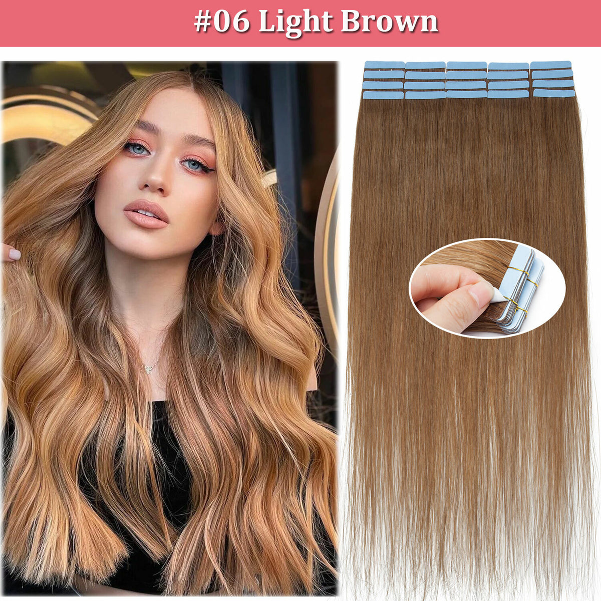 Remy Human Hair Tape Extensions - Natural, Tangle-Free, Reusable