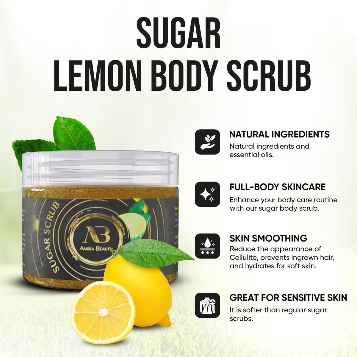 Exfoliating Body Scrub Polish Sugar Cellulite Exfoliator, Stretch
