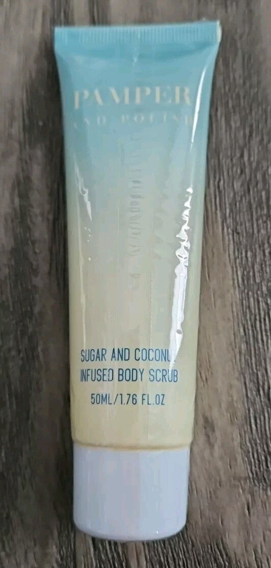 2X NEW PAMPER + POLISH Sugar and Coconut Infused Body Scrub 1.76