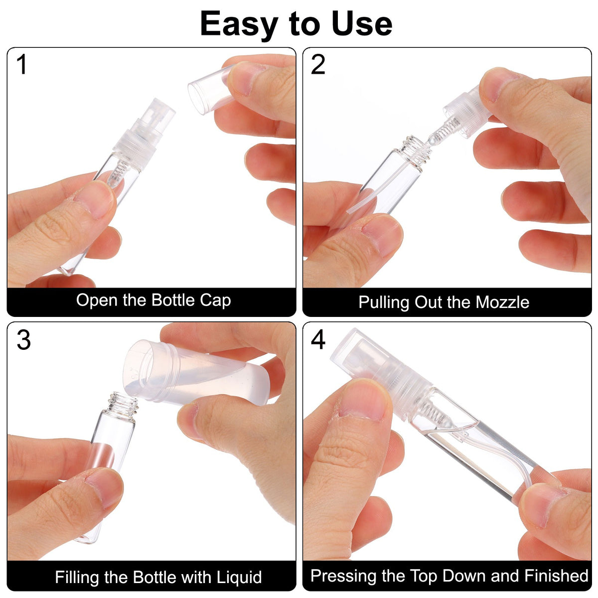 20 Pcs 5ml Glass Mini Perfume Spray Bottles - Refillable & Leakproof