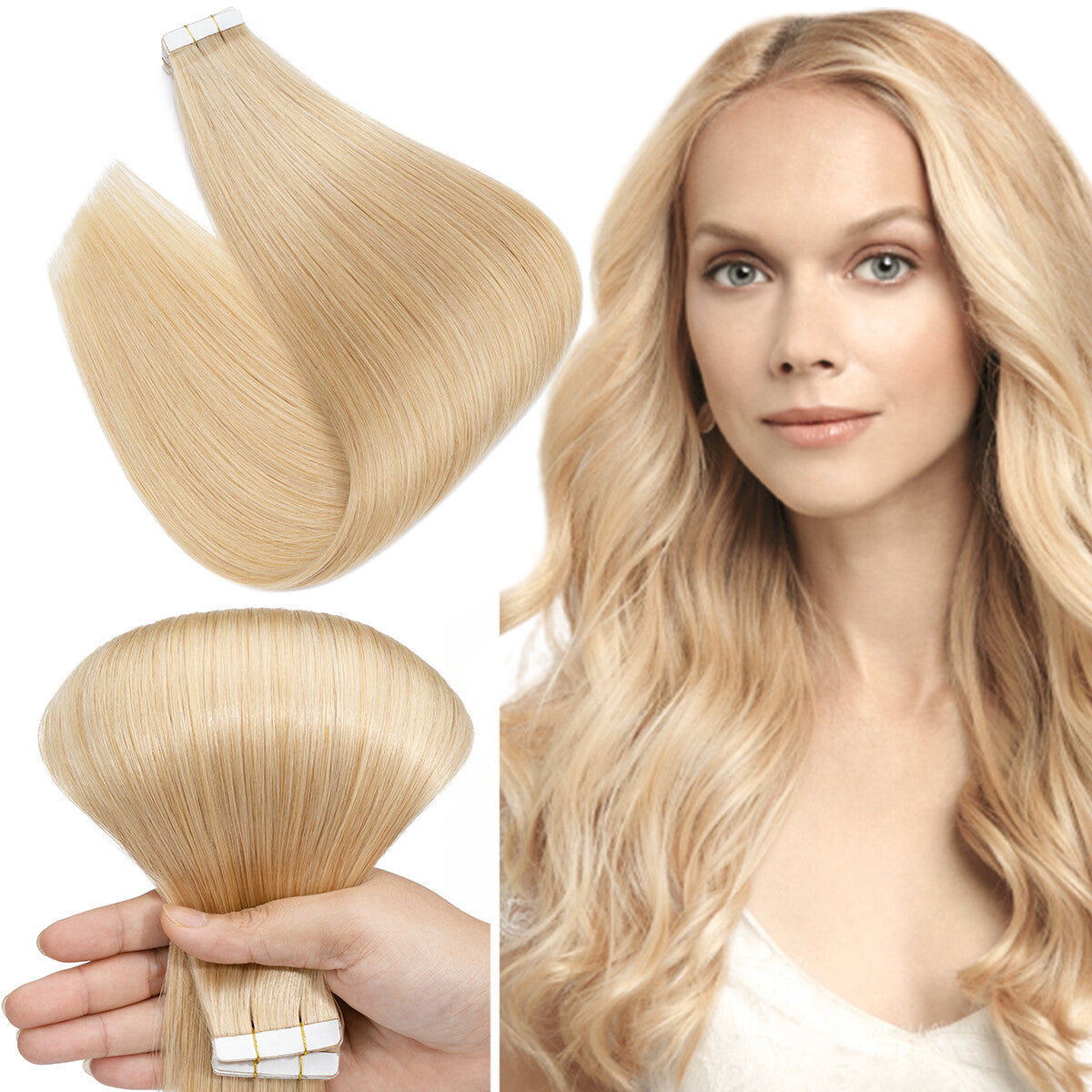 Remy Human Hair Tape-In Extensions Full Head 200g - Multiple Colors & Lengths