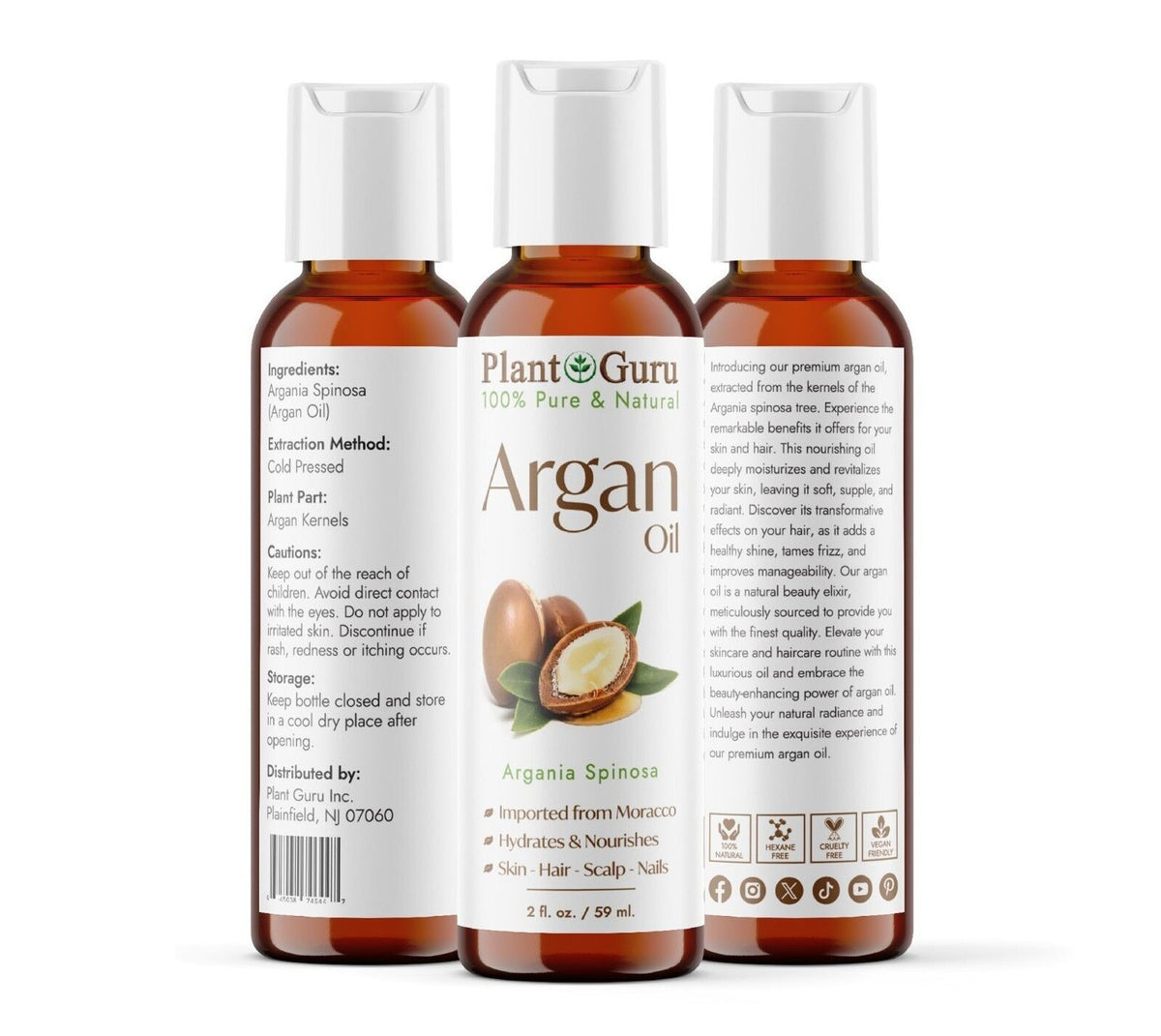Pure Moroccan Argan Oil for Hair and Skin - Unrefined Cold Pressed Natural Oil