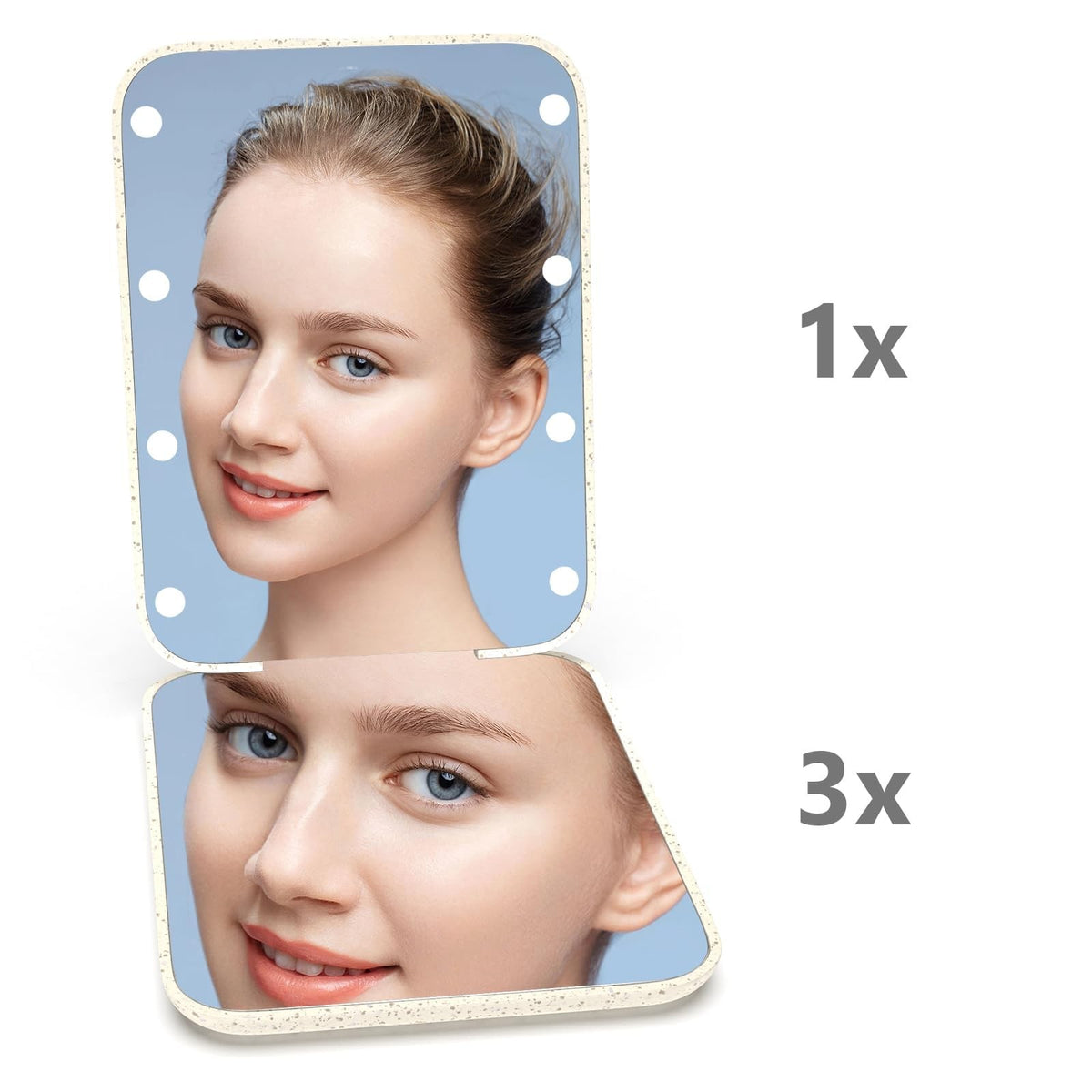 Lighted Folding Compact Mirror with 1X/3X Magnification - Eco-Friendly Portable Makeup Mirror