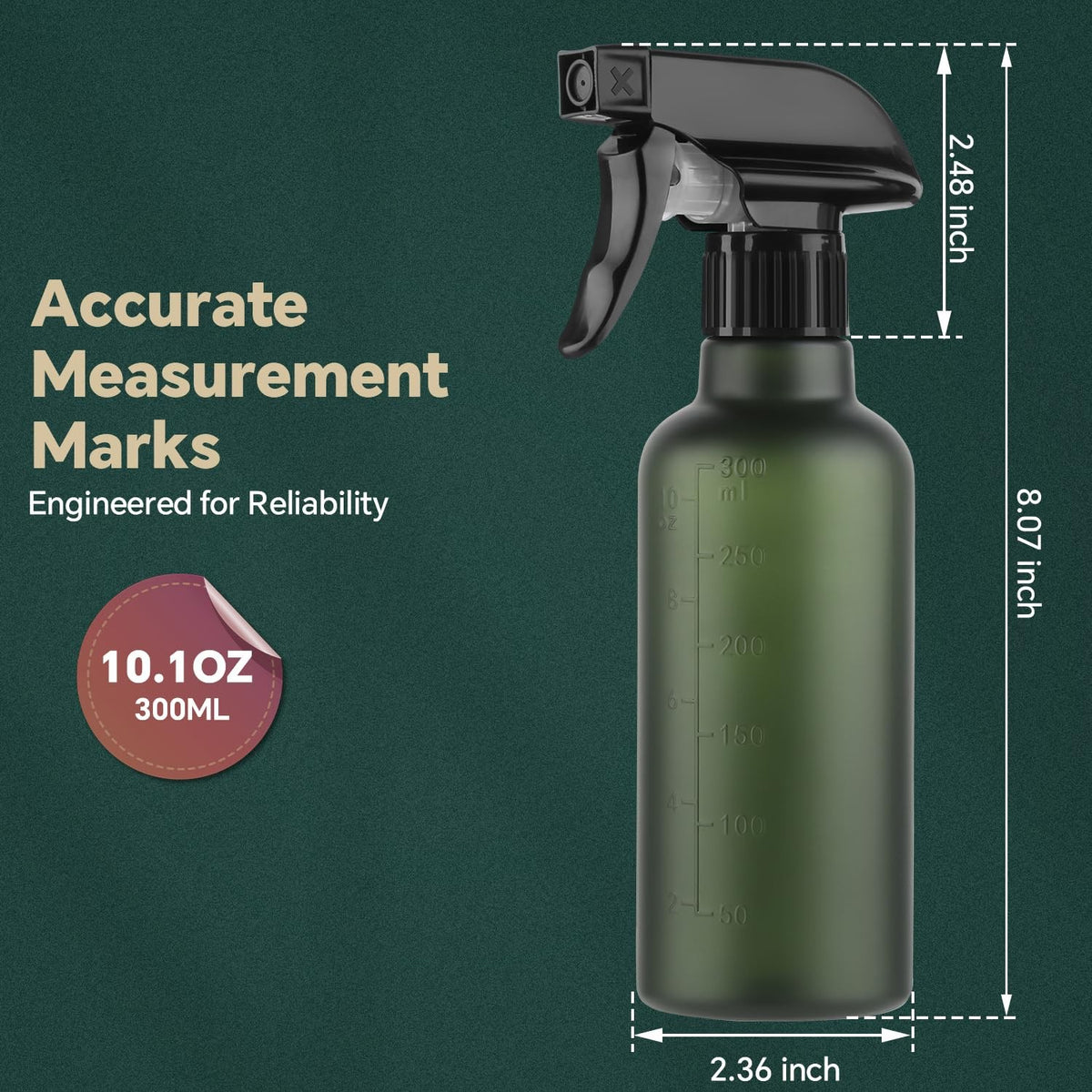 Leakproof Spray Bottles 2 Pack - 10oz Adjustable Fine Mist & Jet Stream