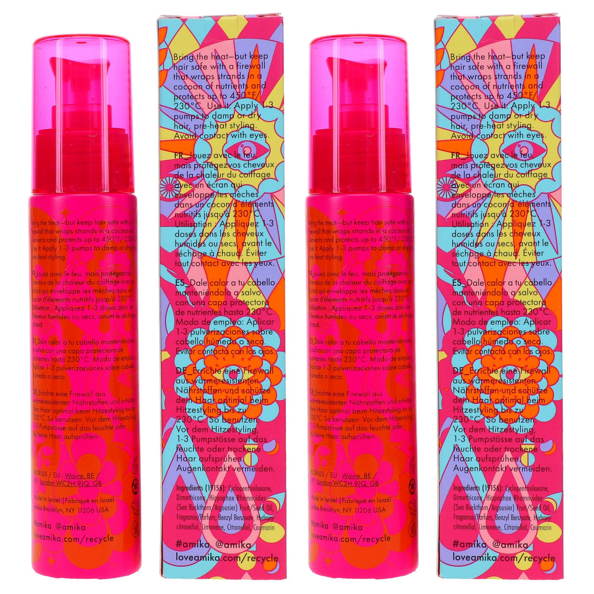 Amika Heat Defense Serum 1.7 oz - Protects Hair from Thermal Damage, 2 Pack