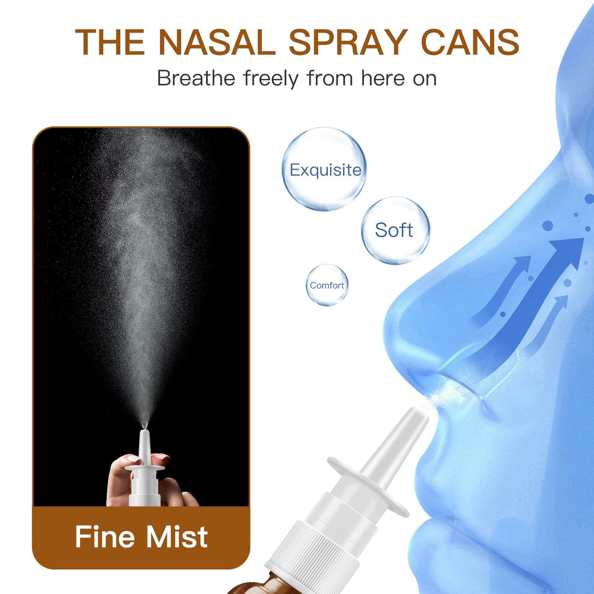 Refillable Glass Nasal Spray Bottles Set - 6 Pack 30ML Fine Mist Sprayers