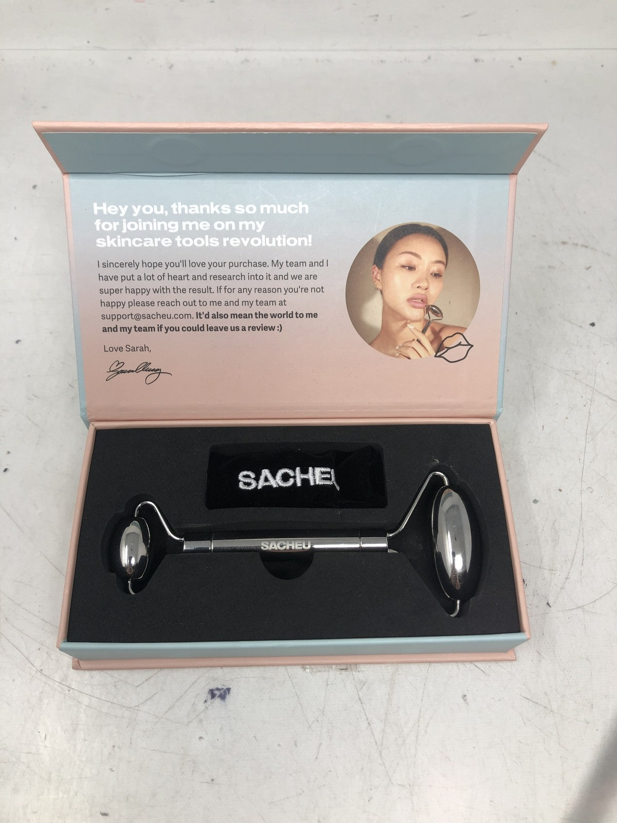 Stainless Steel Face Roller & Travel Pouch - Reusable Skin Care Tool