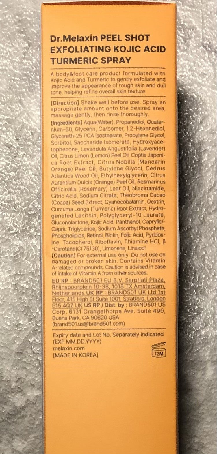 Dr.Melaxin Peel Shot Exfoliating Kojic Acid Tumeric Spray 200ml Body