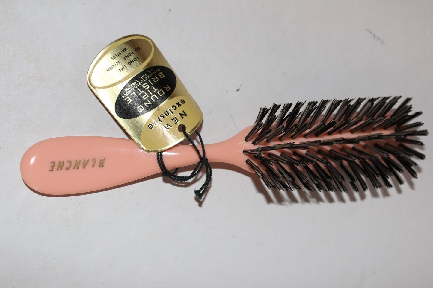 Vintage Pink Bristle Hair Brush with Nylon Tips - 7.5 inch Dupont Nylon