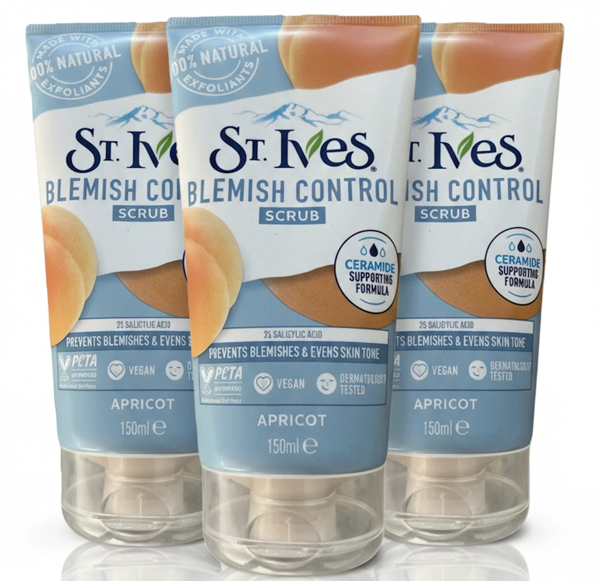 3 Pack St Ives Blemish Acne Control Apricot Scrub Oil Free Salicylic