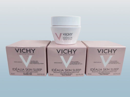 Vichy Idealia Skin Sleep Recovery Night Gel Balm - 0.51 oz, Pack of 3