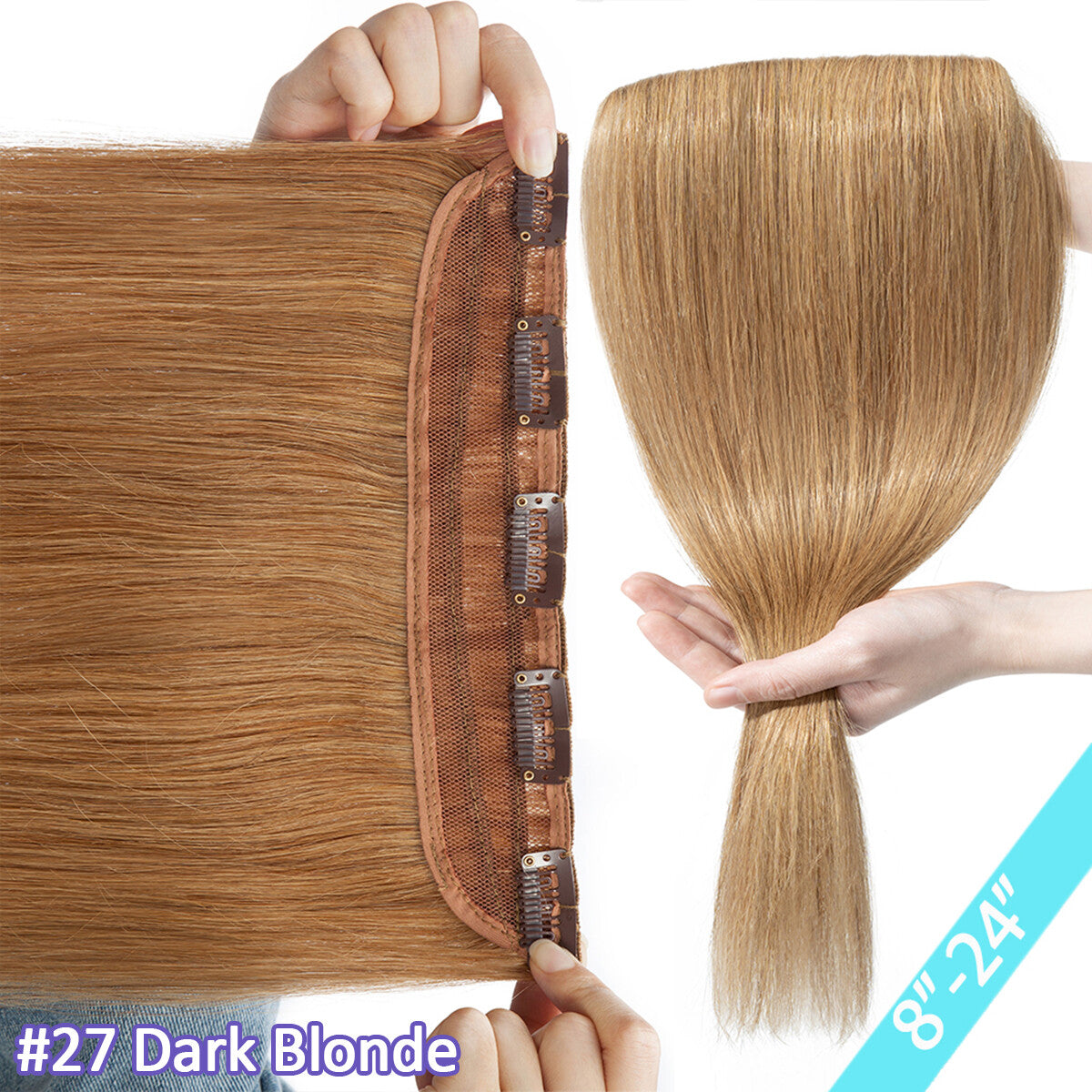 Women Clip-In Remy Human Hair Extensions Full Head Straight Ombre - Multiple Colors & Lengths