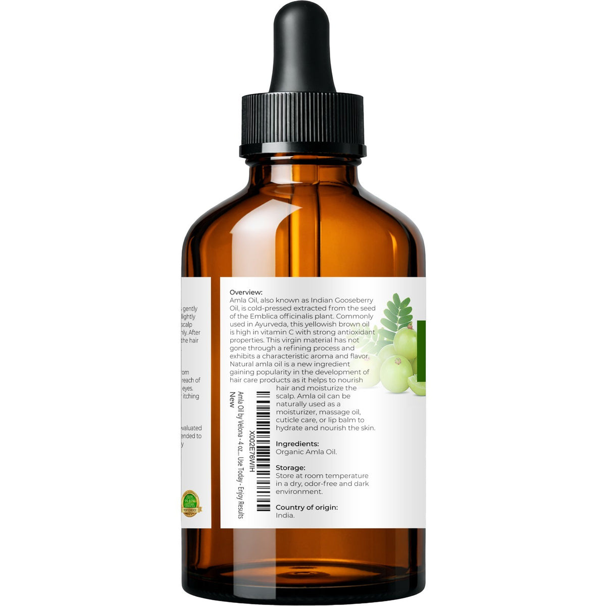 Organic Amla Oil - USDA Certified Cold Pressed Hair & Skin Oil
