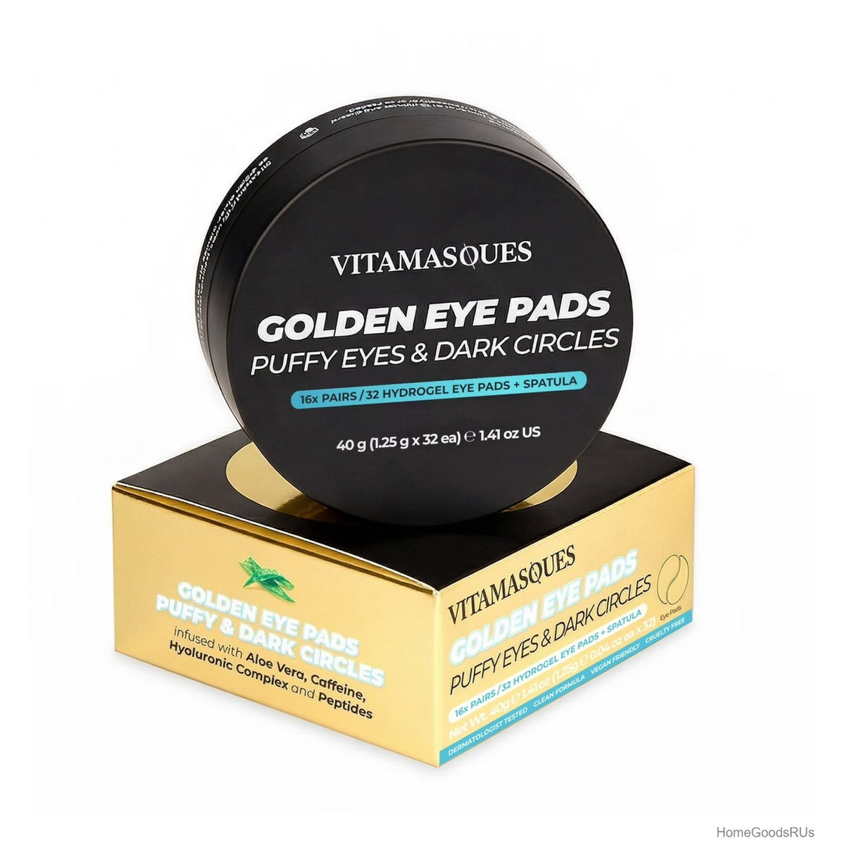 Hydrogel Eye Pads for Puffy Eyes Dark Circles Caffeine Aloe Vera 16 Pairs 4 Pack