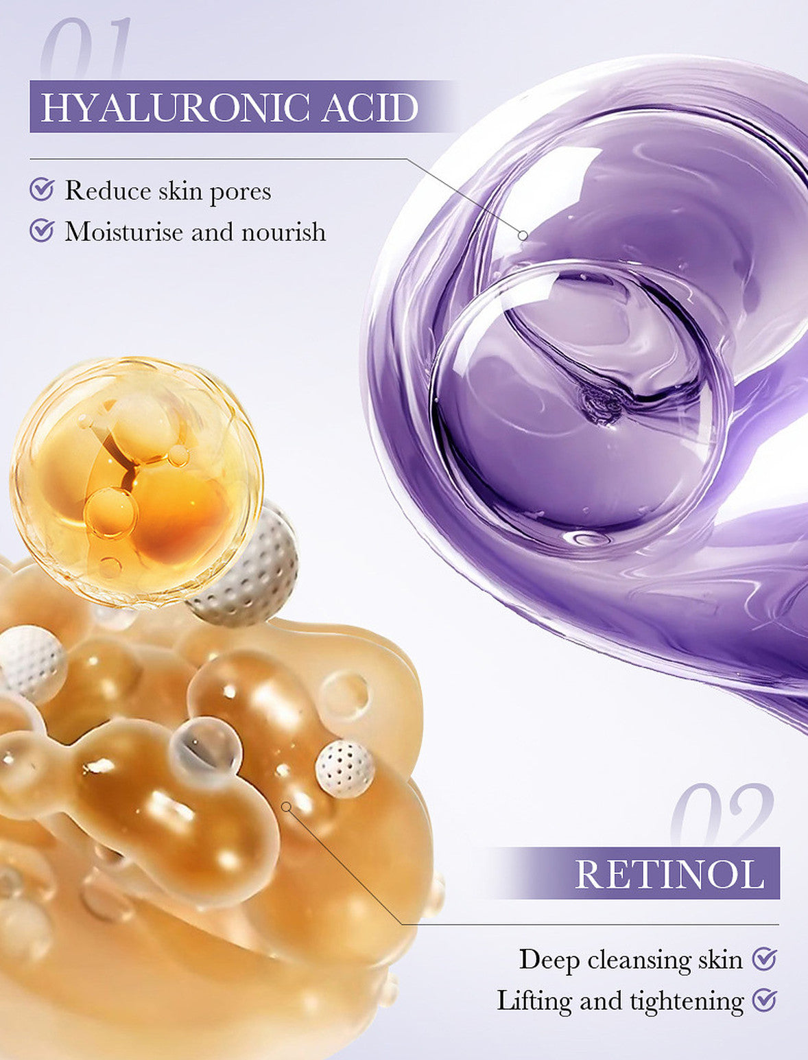 Retinol Facial Cleanser with Hyaluronic Acid - 100g Anti-Aging Skin Care