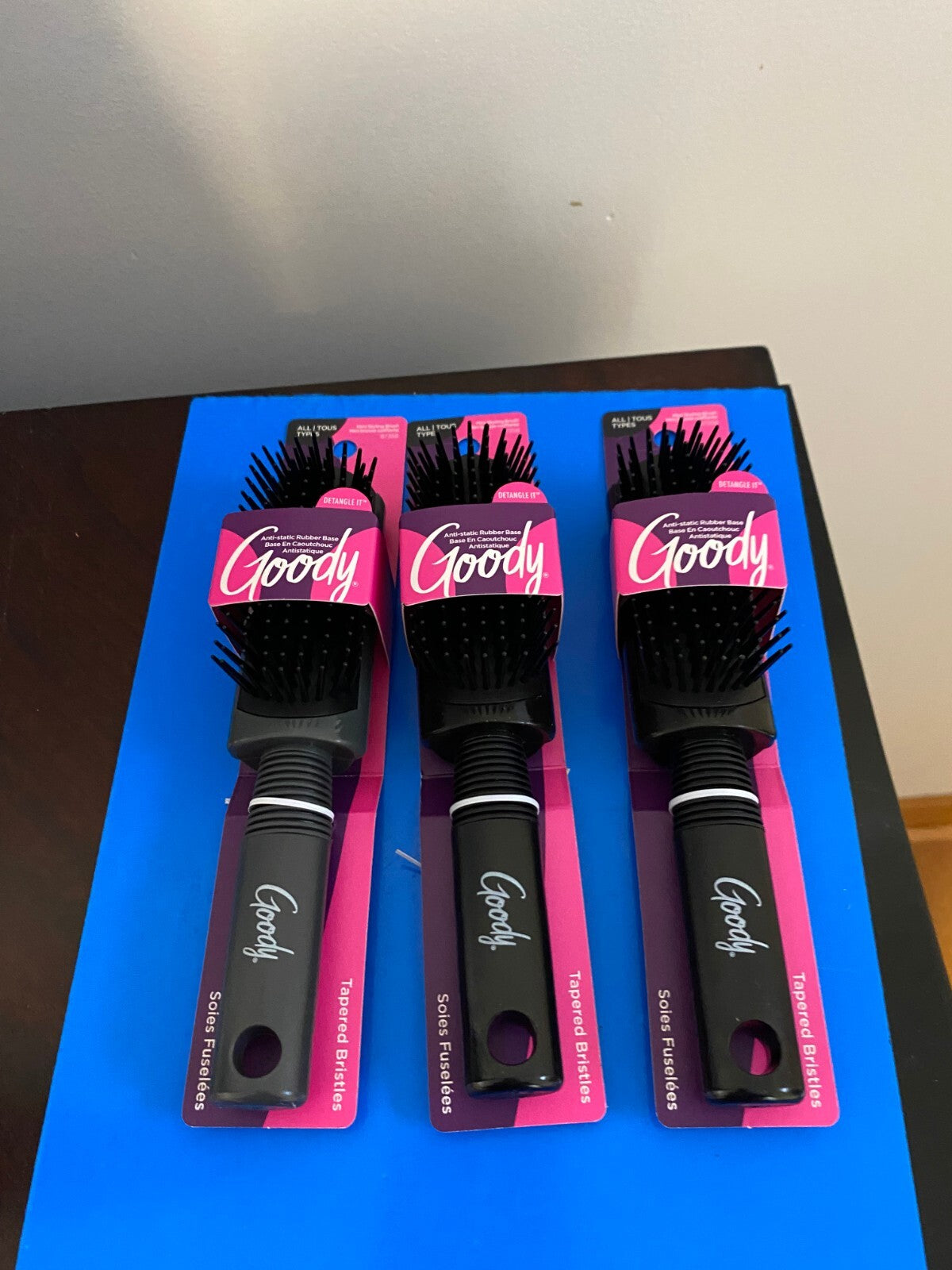 Mini Styling Rubber Base Hair Brush Set - Tapered Bristles for All Hair Types