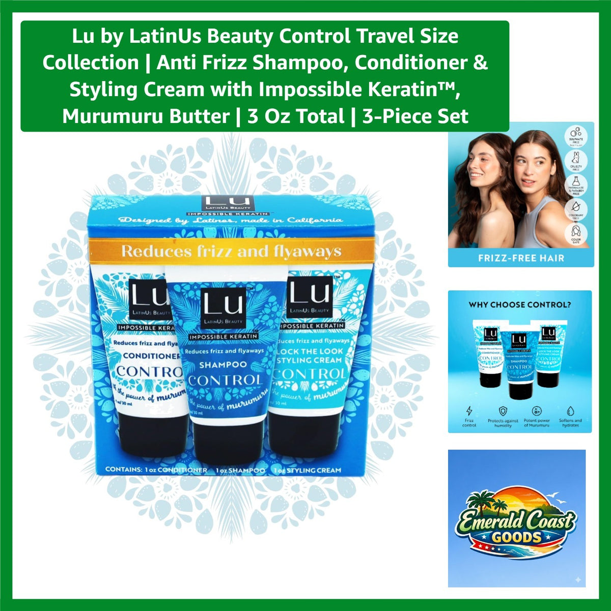 Lu by Beauty Control Travel Size Collection | Anti Frizz Shampoo,