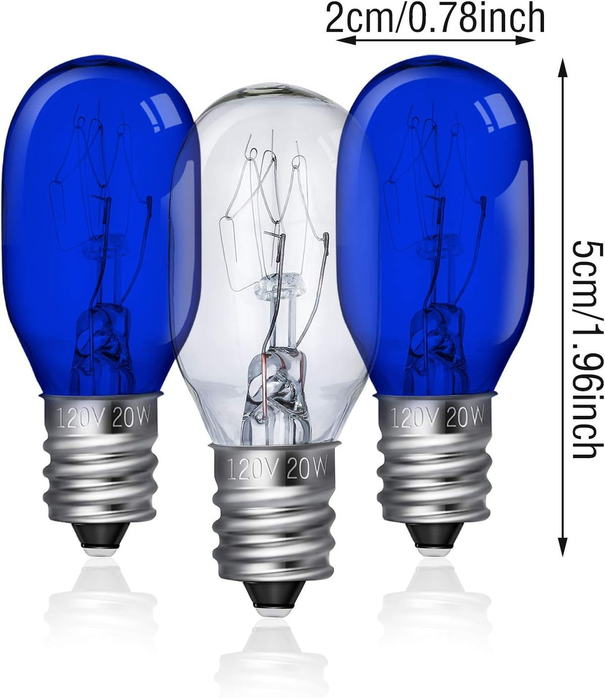 Incandescent Makeup Mirror Bulbs 20W Replacement Lights - Blue & Clear
