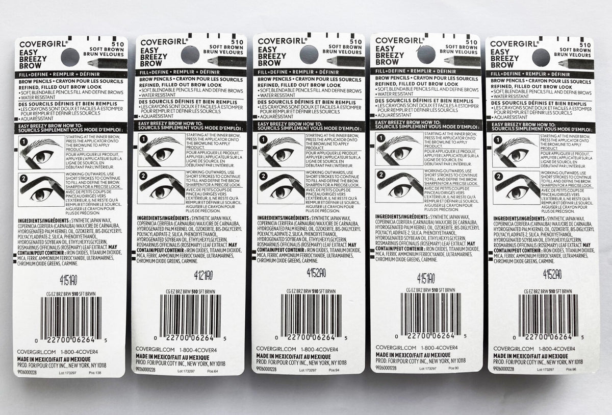 Brow Pencil Fill and Define Set - Soft Brown, 5-Pack with Sharpeners
