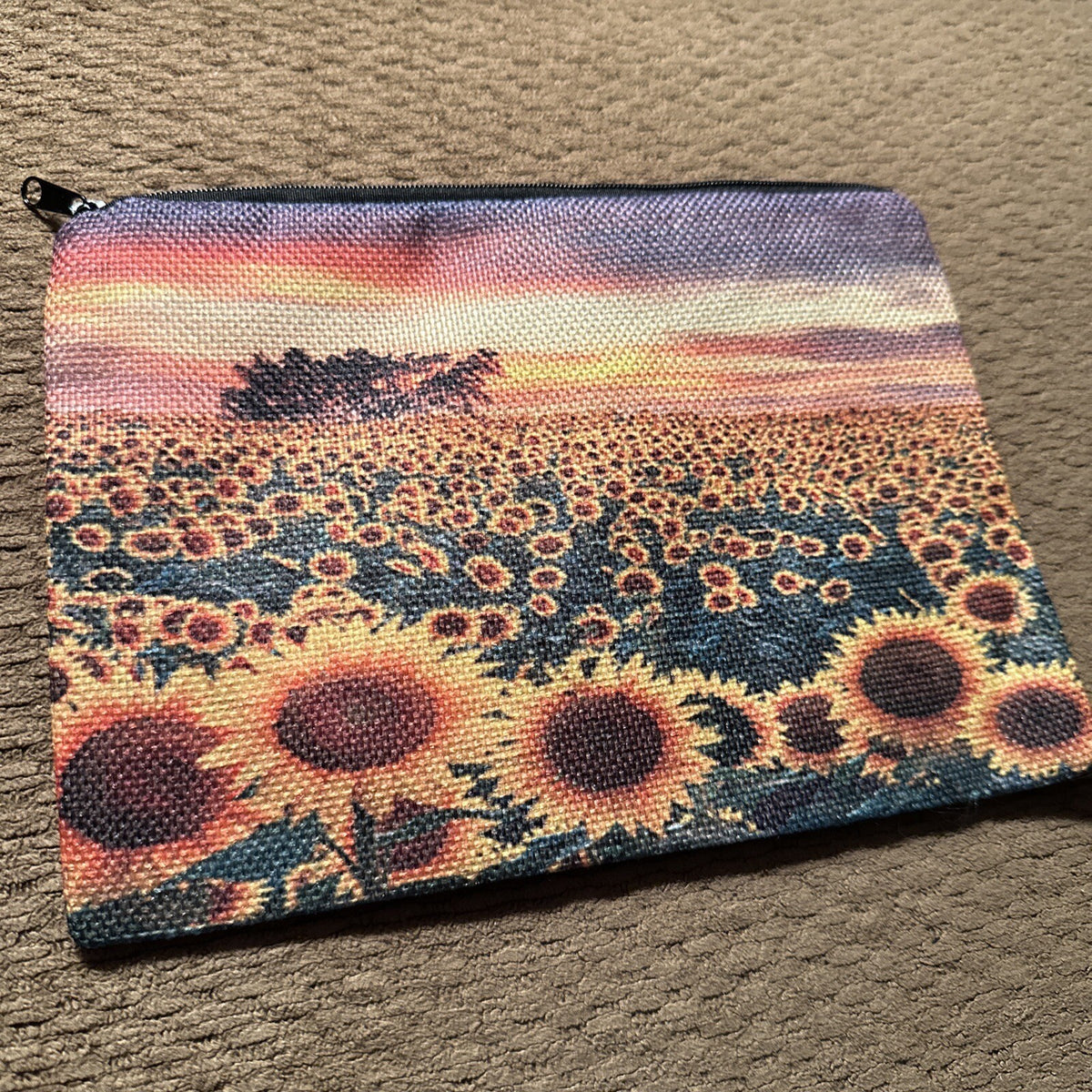 Colorful Sunflowers Fabric Makeup Bag Water Resistant Gift-Ready