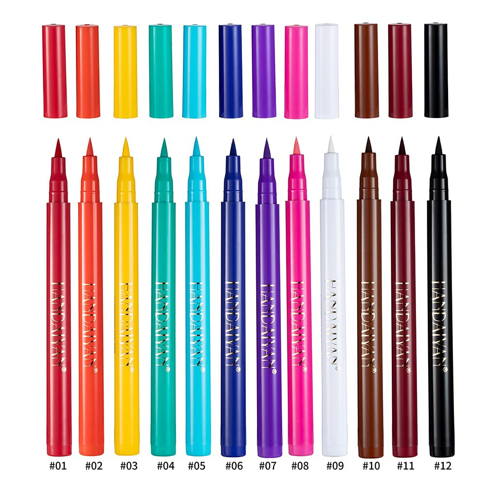 12 Color Matte Liquid Eyeliner Set Waterproof & Smudgeproof Eye Makeup
