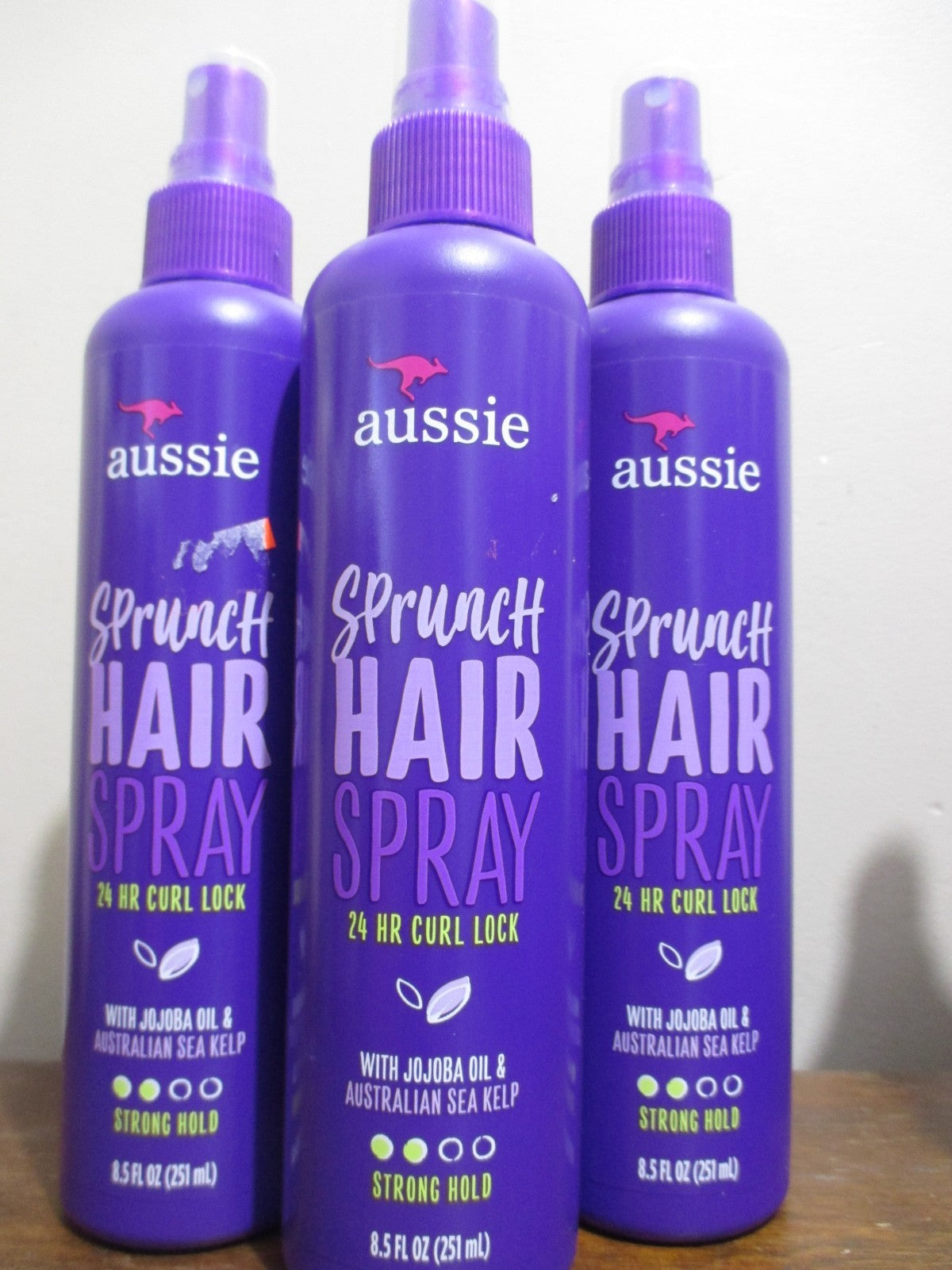Aussie Sprunch Non-Aerosol Hair Spray with Jojoba Oil & Sea Kelp - 3 Pack 8.5 Oz