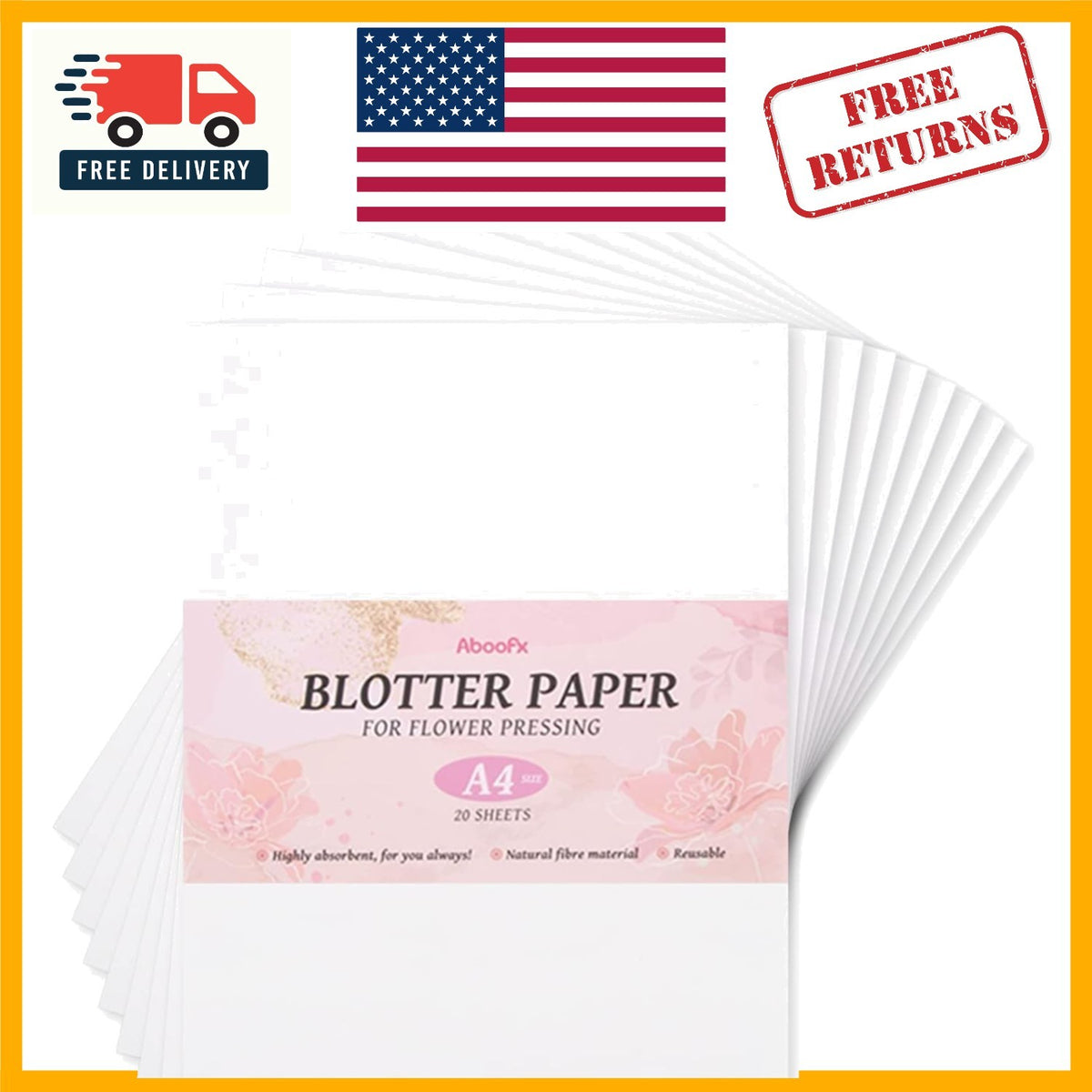 A4 Blotting Paper Sheets for Flower Pressing and Art Crafts - 20 Pack