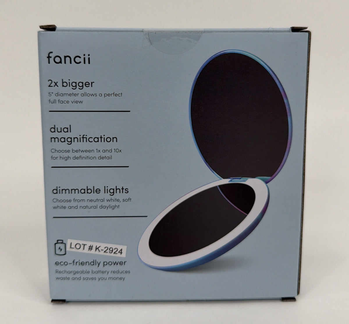 Rechargeable Tabletop Mirror with LED Light - Lavender Lagoon, Fancii Taylor