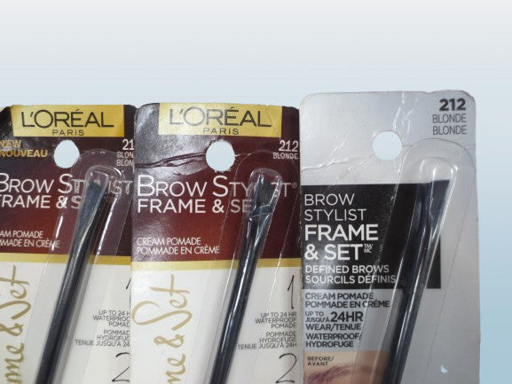 L'Oréal Brow Stylist Frame & Set 212 Blonde 0.08 oz Lot of 3 - Eyebrow Makeup Kit