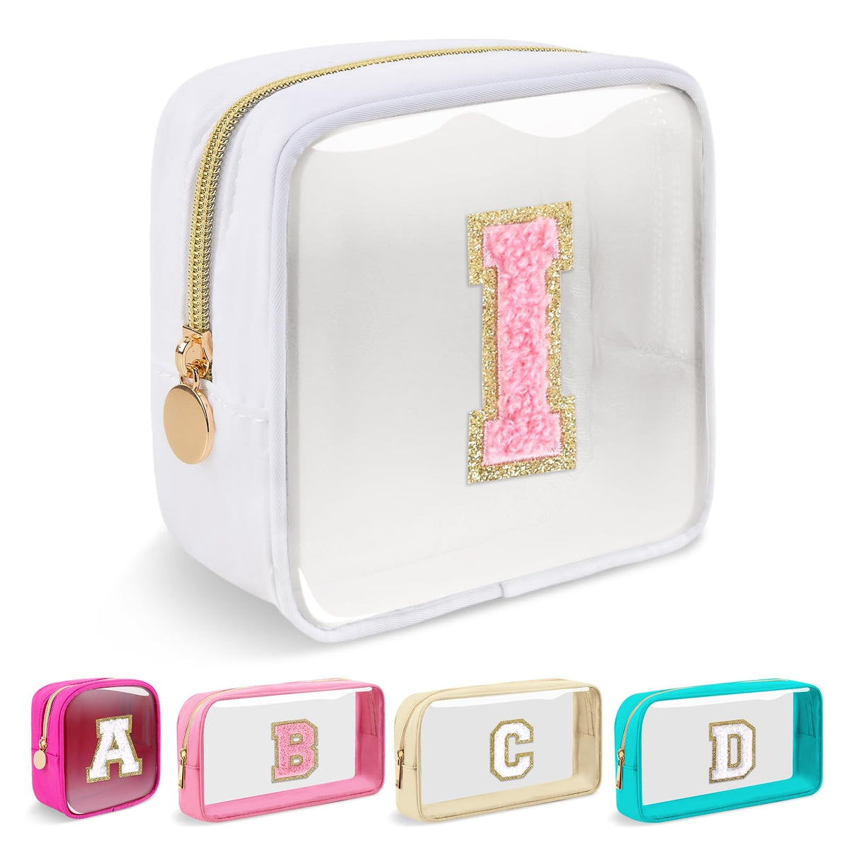 Personalized Clear Makeup Bag with Initials - Waterproof Nylon Compact Organizer