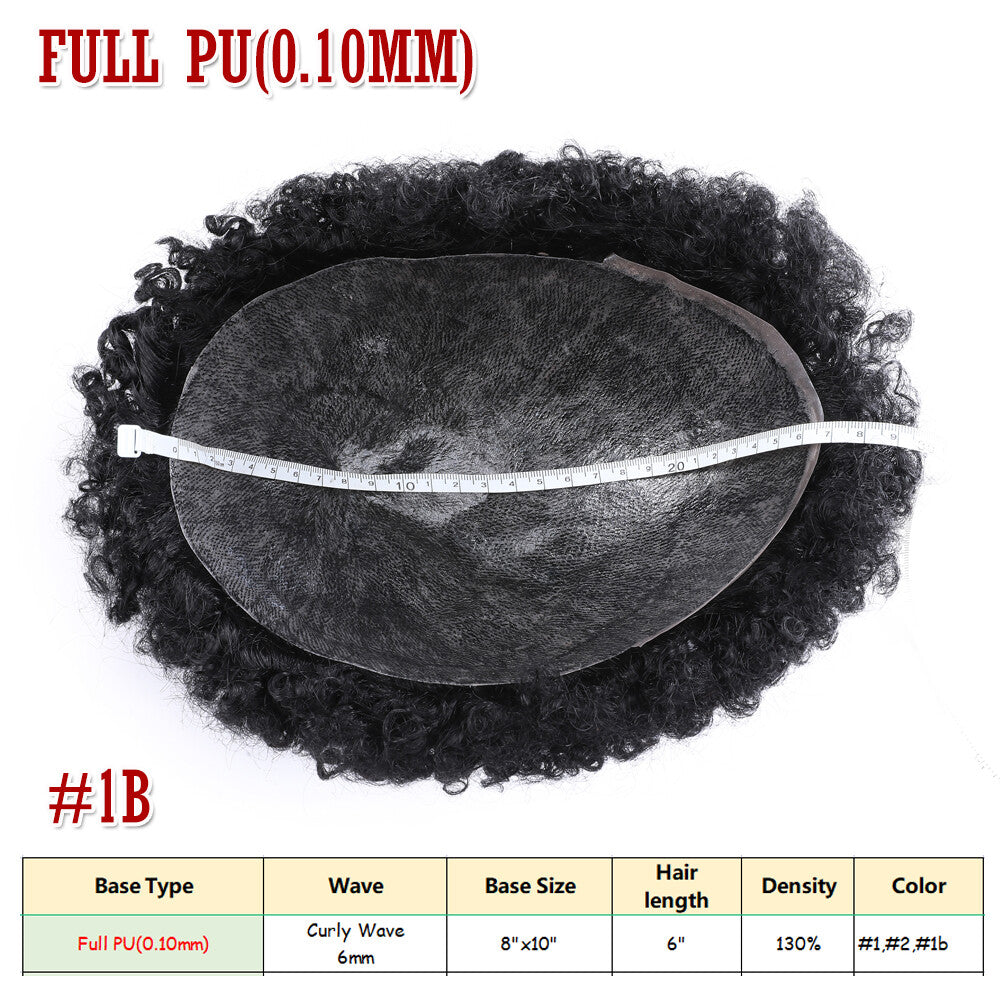 Men's Hair Replacement System Toupee Human Hair Skin V Loop - Natural-Looking Hairpiece