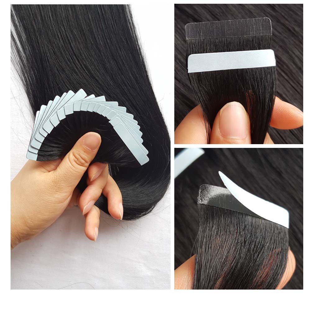 Remy Hair Tape-In Extensions Full Head 40pc Natural Straight Human Hair