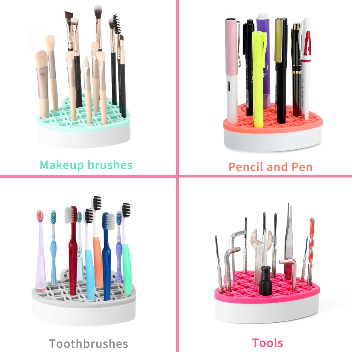 Silicone Makeup Brush Holder Cosmetic Organizer Desk Pen Pouch
