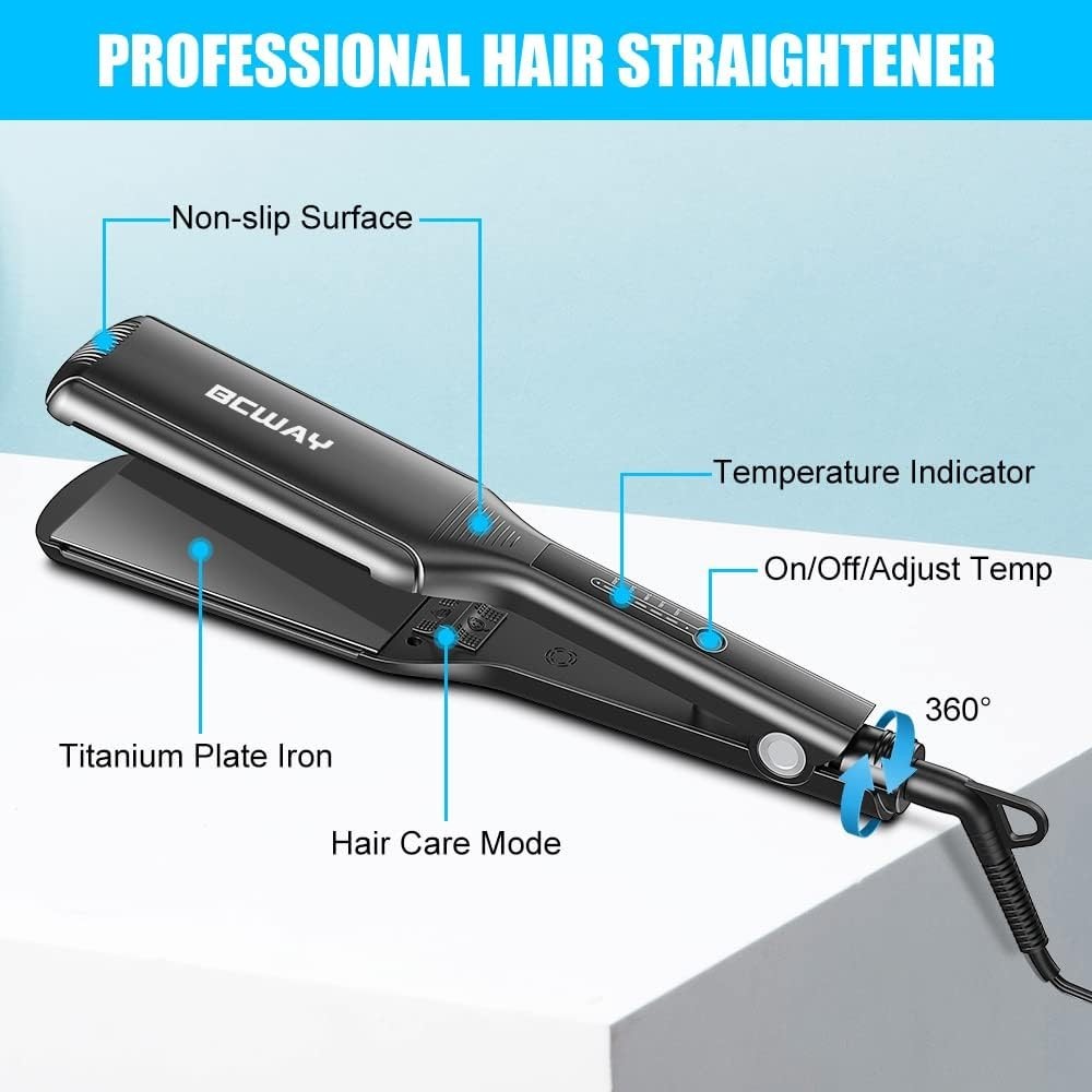 Professional Titanium Hair Straightener with 2.16-Inch Floating Plates