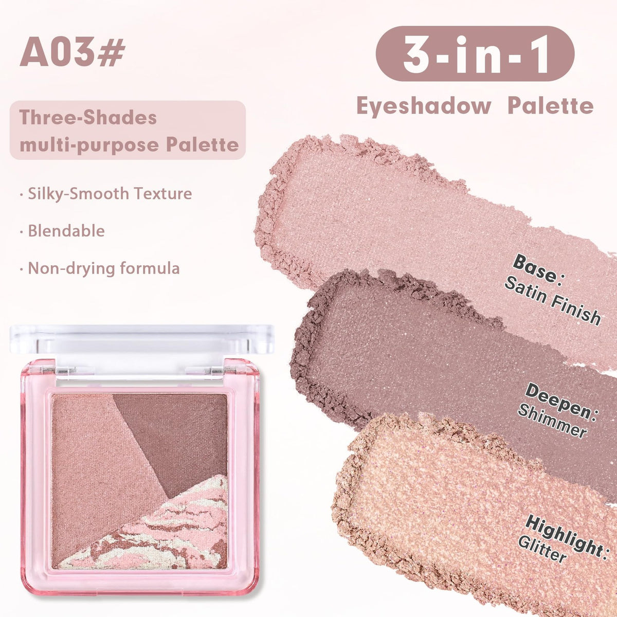 Mini Eyeshadow Palette 0.08oz Mauve Dusty Rose - Compact & Versatile Makeup