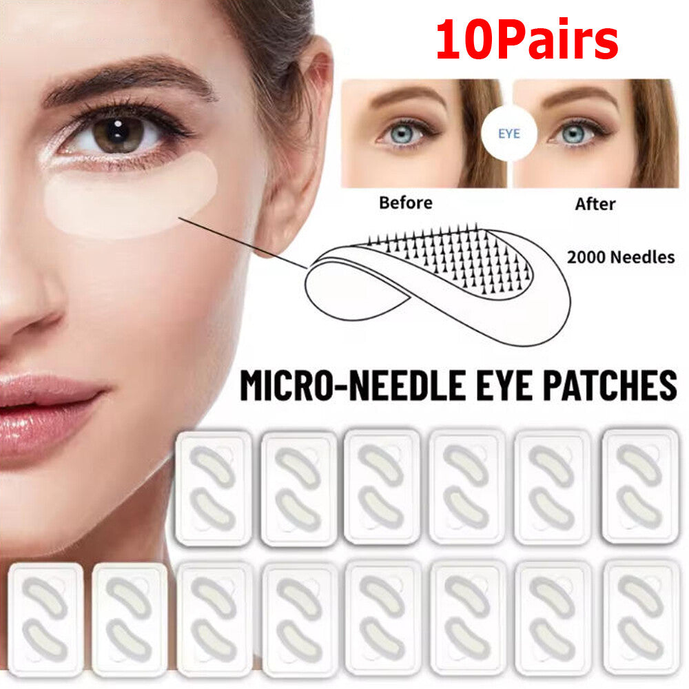 Hyaluronic Acid Microneedle Eye Patches for Wrinkle & Dark Circle Removal - Moisturizing & Anti-Aging