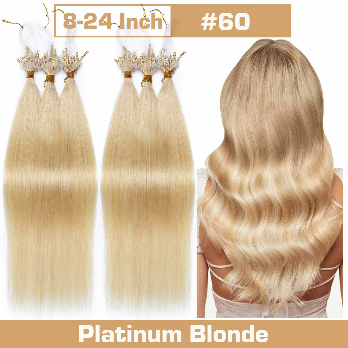 Thick Micro Loop Human Hair Extensions - Remy 100% Human Hair, Nano Beads, Multiple Lengths & Colors