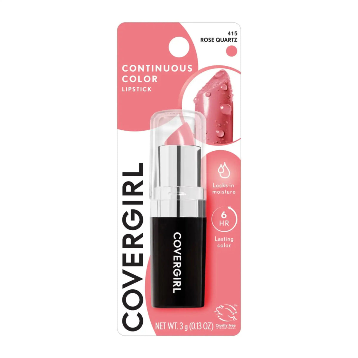 CoverGirl Continuous Color Lipstick Rose Quartz 0.13 oz - Moisturizing Long-Lasting Lip Color