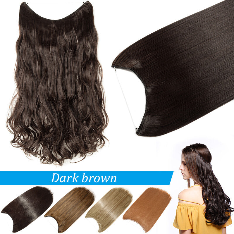 Invisible Wire Hair Extension Headband - Adjustable Wavy 20 Inches