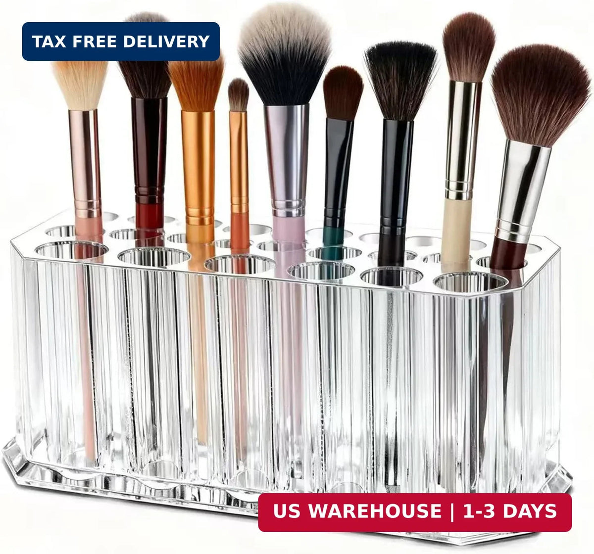 Acrylic Lipstick & Makeup Organizer with 26 Slots for Cosmetics & Brushes