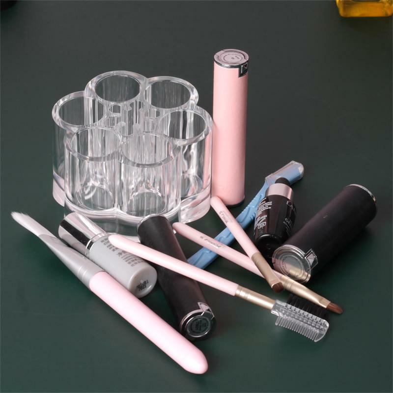 Acrylic Flower Makeup Brush Holder Organizer with 12 Slots, Clear Cosmetic Storage