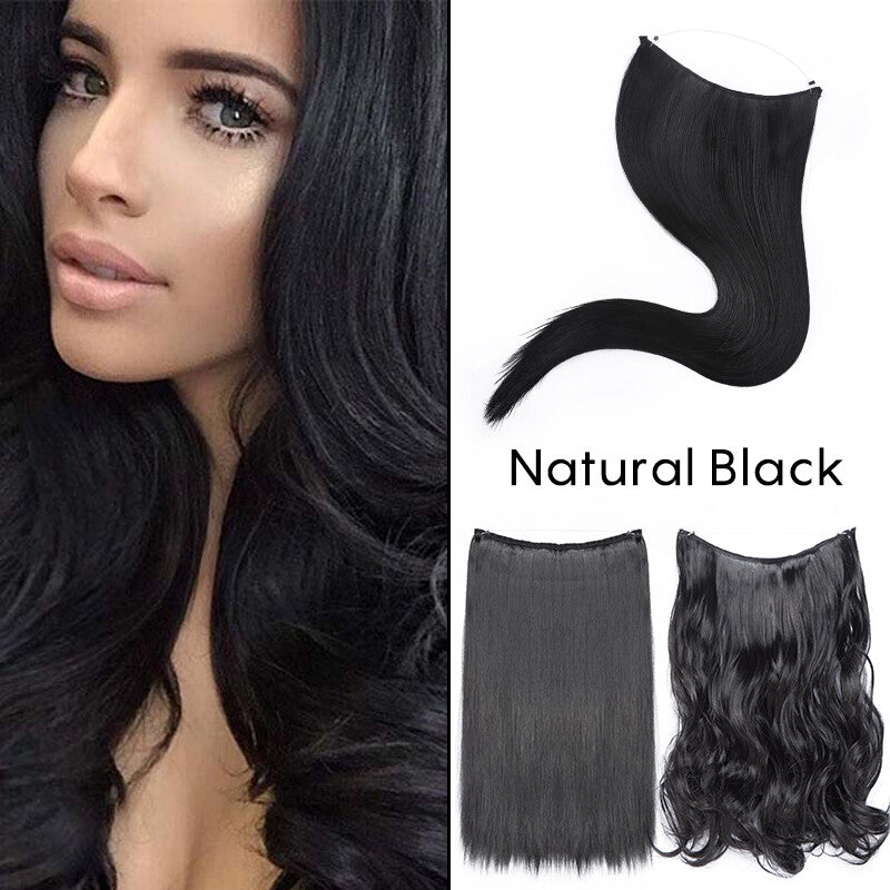 Natural Wire-In Hair Extensions Clip-In Nano Ring Hairpiece - Versatile & Easy to Use