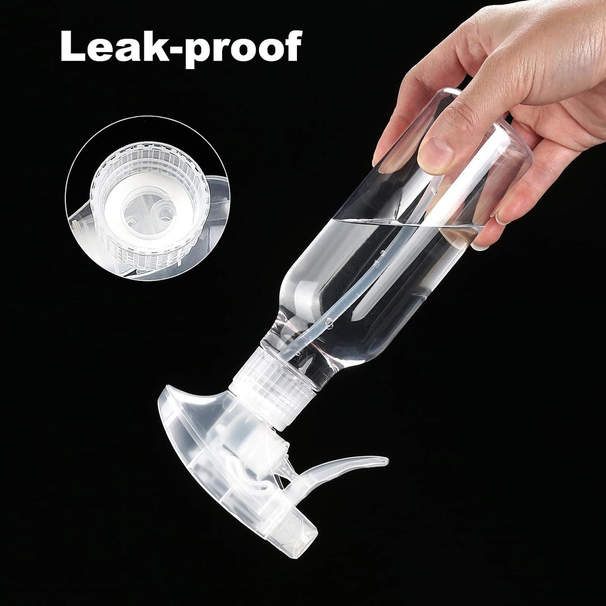 8.8oz Plastic Spray Bottles 2 Pack - Refillable Clear Mist Sprayers for Cleaning, Hair and Household Use