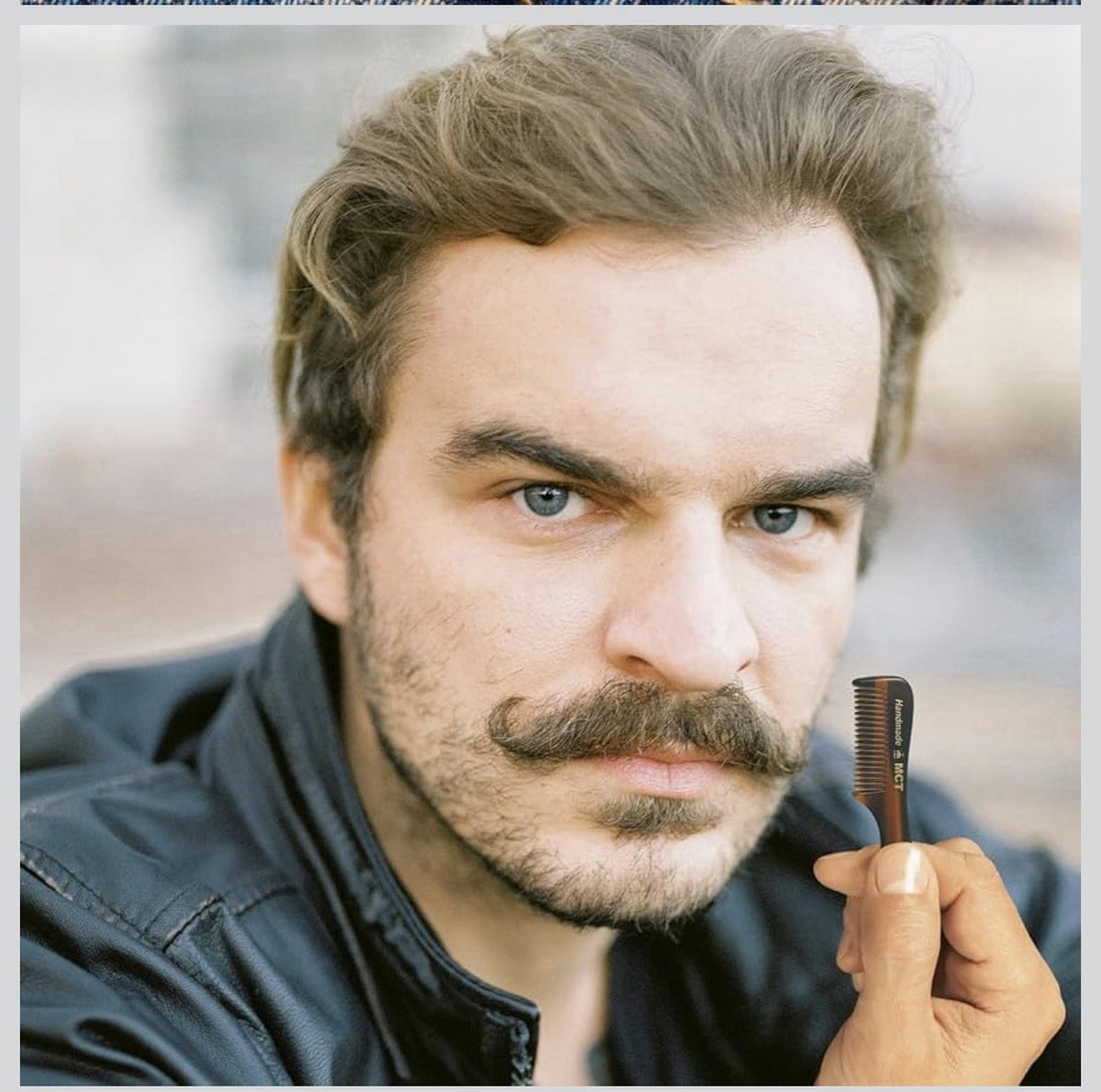 Men's Travel Mini Tortoise Shell Mustache Beard Eyebrow Comb Set - 3 Pack