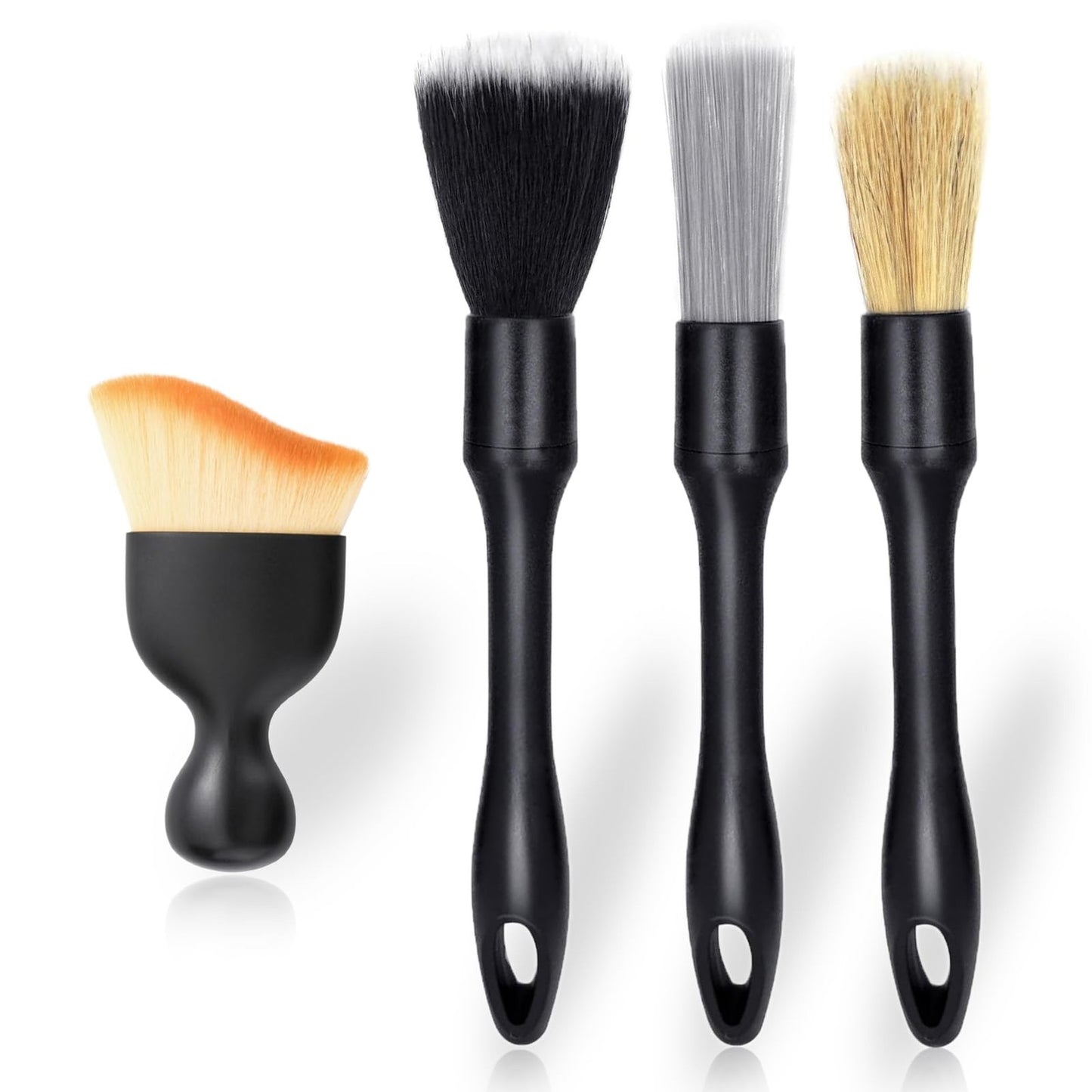 4 Pack Car Detailing Brushes Set - Soft, Medium, Hard & Faux Wool