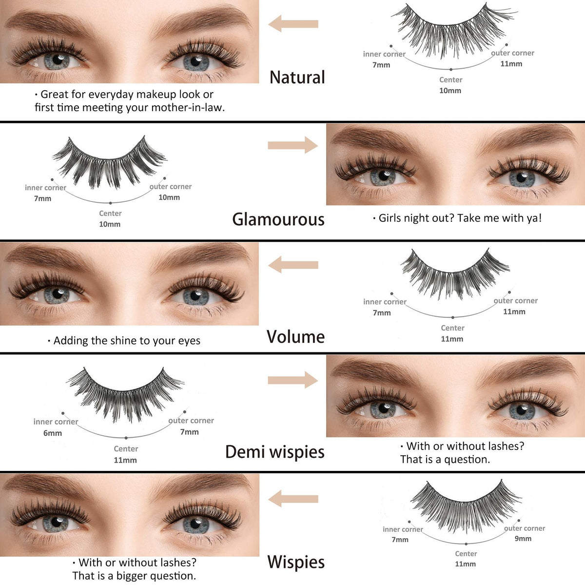 50 Pairs False Eyelashes Set - Natural, Wispy & Volume Styles for Makeup