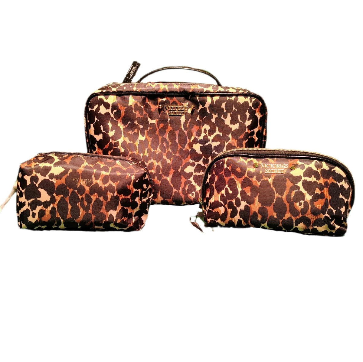 Victoria's Secret Exotic Leopard 3-Piece Makeup Bag Travel Set